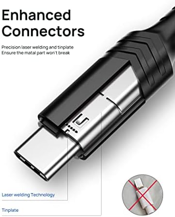 כבל JSaux USB C [3-חבילה 6.6ft], 3.1A USB-A ל- USB-C כבל טעינה מהיר סוג C מטען טעינה חוט קלוע תואם ל-